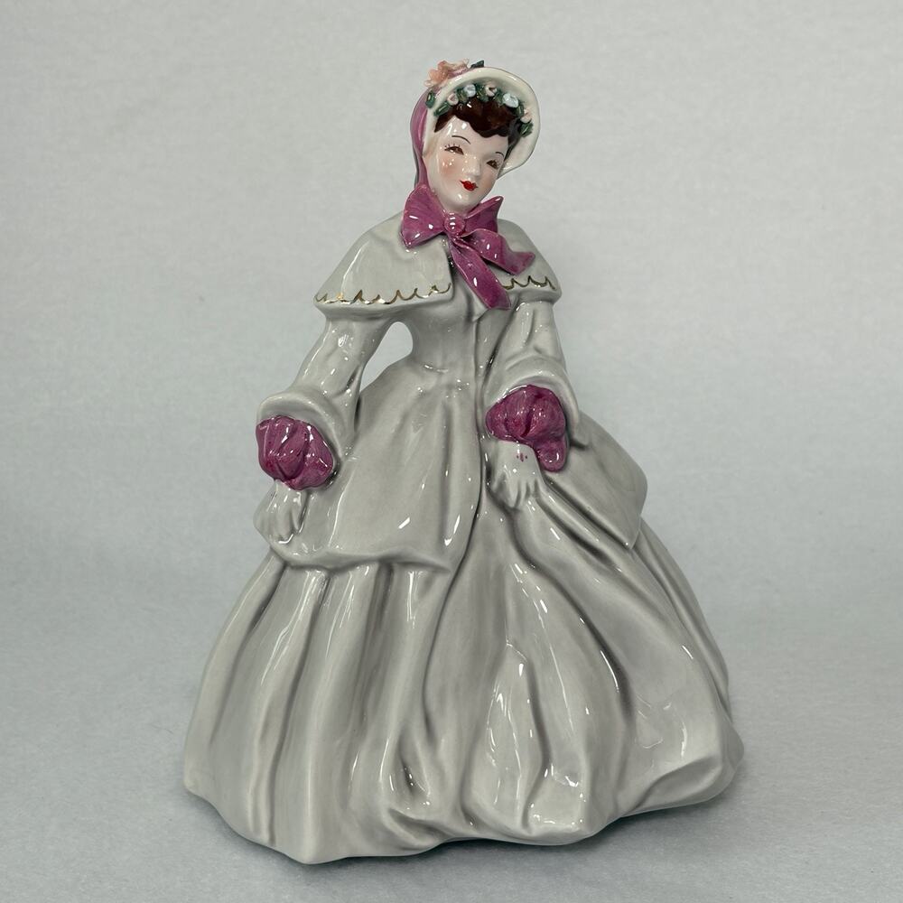 Florence Ceramics Abigail Figurine 1950 Gray & Pink Girly Vintage Decor